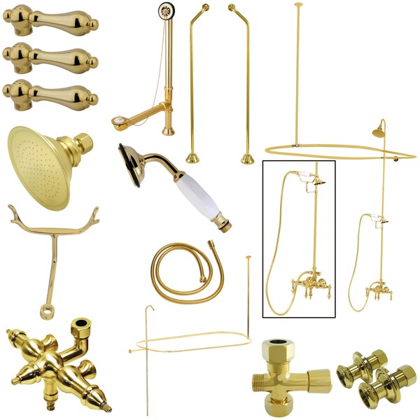 Kingston Brass Clawfoot Tub Faucet Packages, Standard, 3-3/8", 2, Tub Wall Mount, Polished Brass CCK3182AL - main