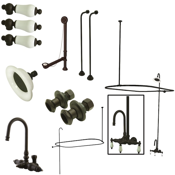 Kingston Brass Clawfoot Tub Faucet Packages, Oil Rubbed Bronze, Tub Wall Mount CCK4145PL - main
