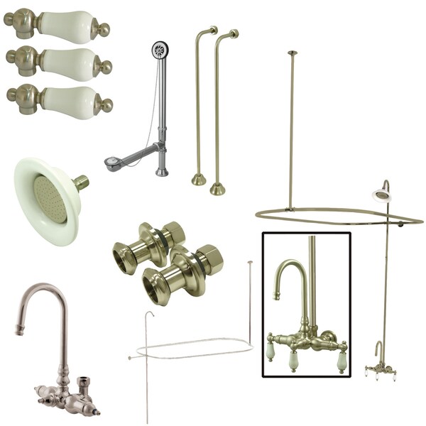Kingston Brass Clawfoot Tub Faucet Packages, Brushed Nickel, Tub Wall Mount CCK4148PL - main