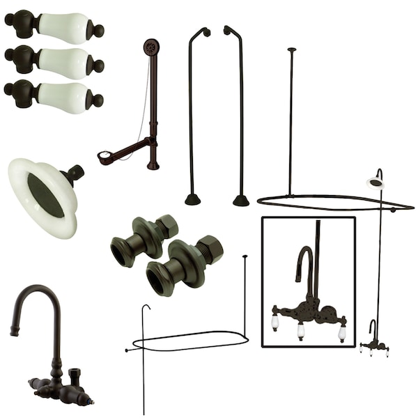 Kingston Brass Clawfoot Tub Faucet Packages, Oil Rubbed Bronze, Tub Wall Mount CCK4185PL - main