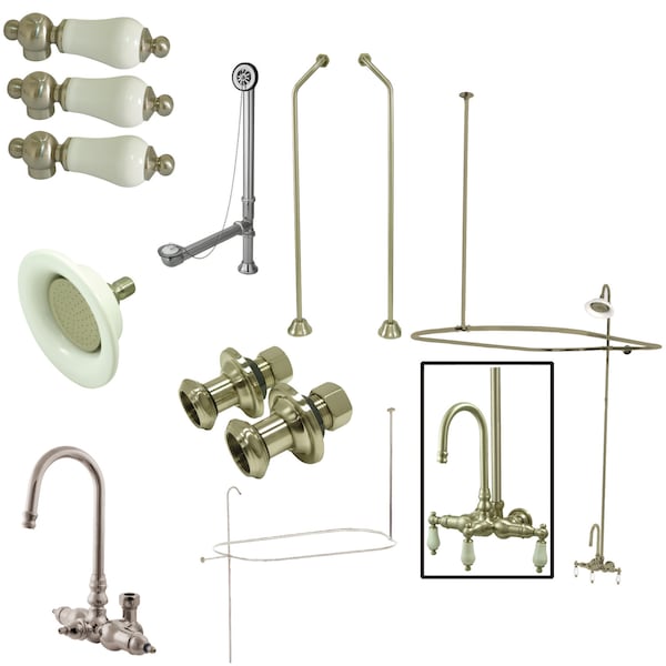 Kingston Brass Clawfoot Tub Faucet Packages, Brushed Nickel, Tub Wall Mount CCK4188PL - main