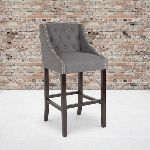 Flash Furniture Gray Fabric/Wood Stool, 30 CH-182020-T-30-DKGY-F-GG - main