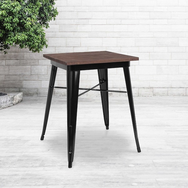 Flash Furniture Chair, Sq Indoor Table, Black Metal, 23.5" CH-31330-29M1-BK-GG - main