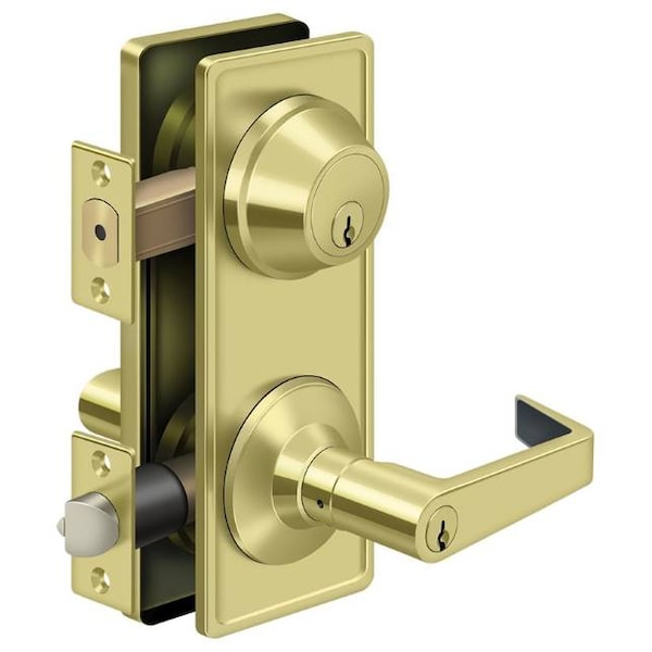 Deltana Interconnected Lock Gr2, Entry With Claredon Lever Bright Brass CL300ILC-3