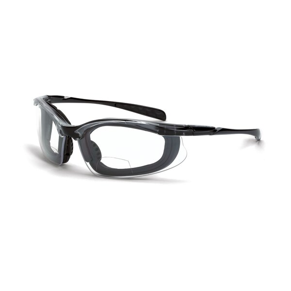 Crossfire Bifocal Safety Glasses, Crystal Black 2 Diopter, Clear Lens 84420 - main