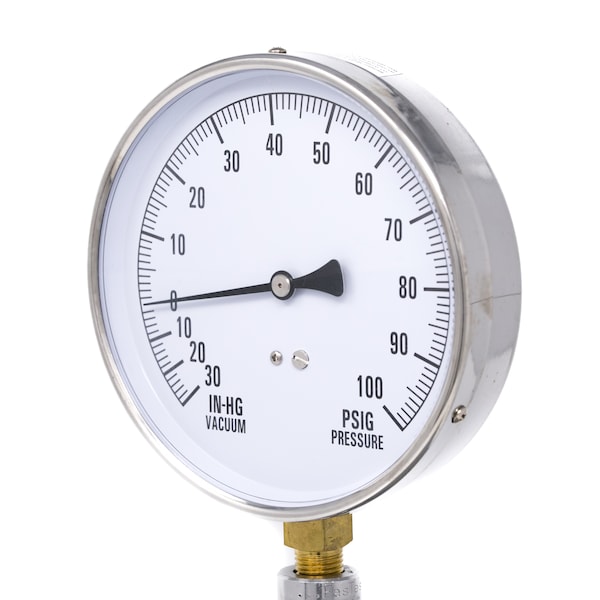 Pic Gauges Contractor Gauge, 4-1/2", 30/0/100psi, 1/4", 4 1/2 in Dial, 1/4 in NPT Lower Location CONTRACTOR-4LCE - main