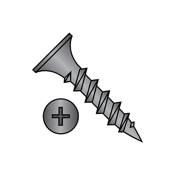 Zoro Select Drywall Screw, #8 x 3 in, Steel, Flat Head Phillips Drive, 2000 PK 0848CPG - main