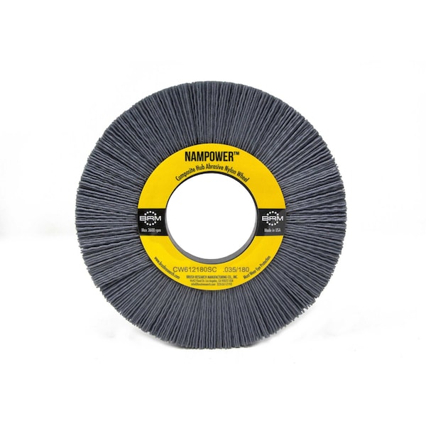 Nampower Brush CW612180SC NAMPOWER Abrasive Wheel Brush, 6" Diameter, 180SC, 2" Arbor Hole, 1.5" Trim Length CW612180SC - main