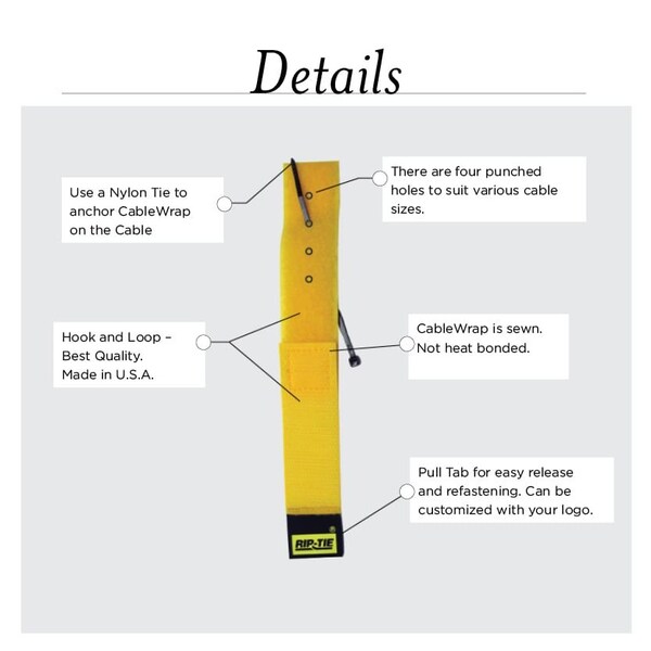 Rip-Tie Reusable Strap, Orange, 1"x21", PK100 H-21-100-O