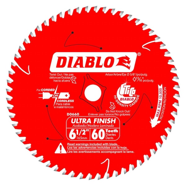 Diablo Circular Saw Blade, Carbide, Dia 6.5 in D0660X - main