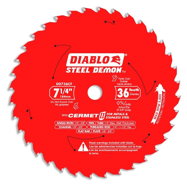 Diablo Circular Saw Blade, Cermet, Dia 7.25 in D0736CF - main