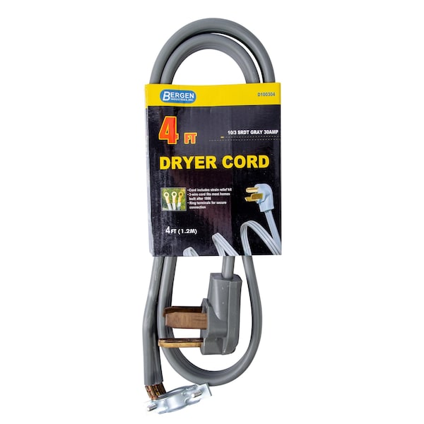 Bergen Industries Appliance Power Cord 4FT.3-Wire Clothes D100304 - main