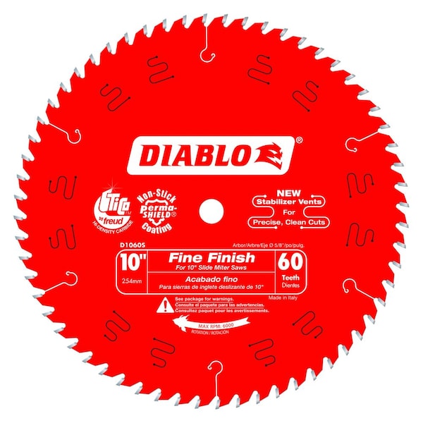 Diablo Fine Finish Sliding, 10 in dia x 60 Teeth D1060S - main