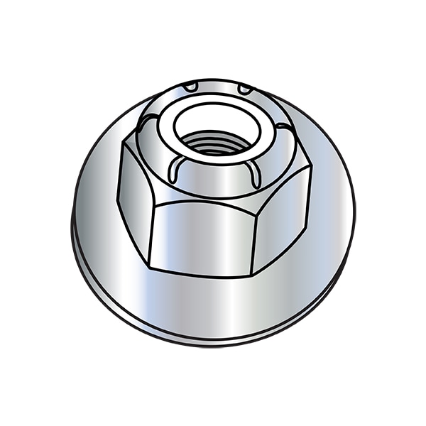 Zoro Select Lock Nut, M8-1.25, Nylon, Class 8, Zinc Plated, 1500