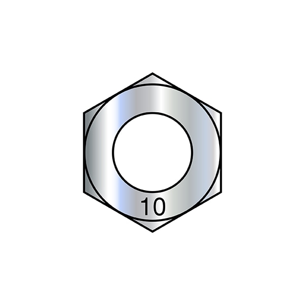 Zoro Select Hex Nut, M8-1.25, Steel, Class 10, Zinc Plated, 2000 PK M8D934-10 - main