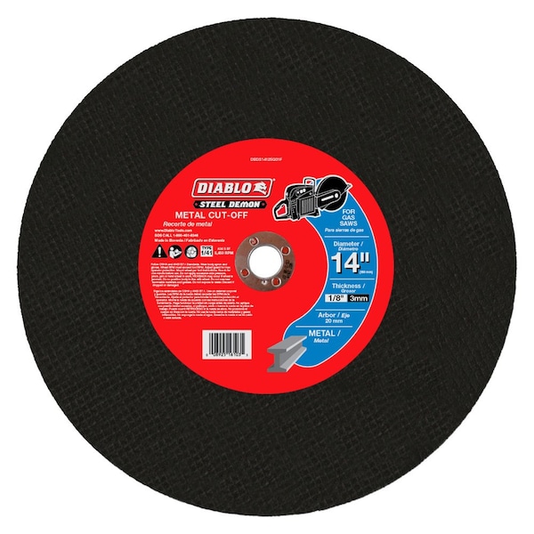 Diablo Abrasive Cut-Off Wheel, Type 1, 14 in Dia, 1/8 in Thick, Ceramic DBDS14125G01F - main