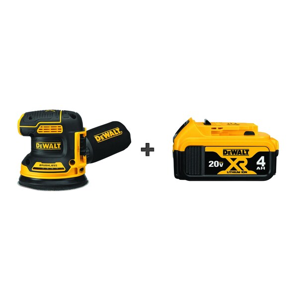 Dewalt Cordless Sander, 20.0V, 5" Size, Battery DCW210B/DCB204 Zoro