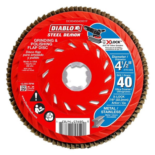 Diablo Flap Discs f/Metal, 40G, 4-1/2 in dia, PK3 DCX045040X03F - main