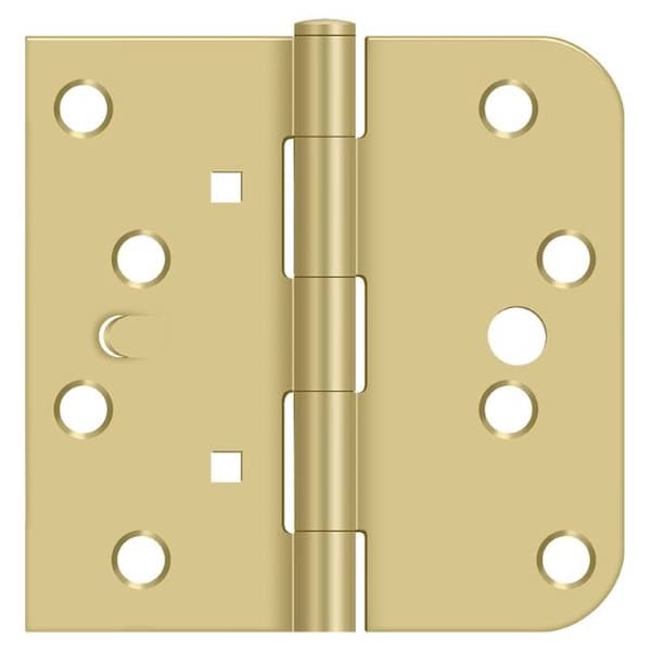 Deltana Satin Brass Door and Butt Hinge, Holes per Leaf: 4 DE44058TA3/4-RH