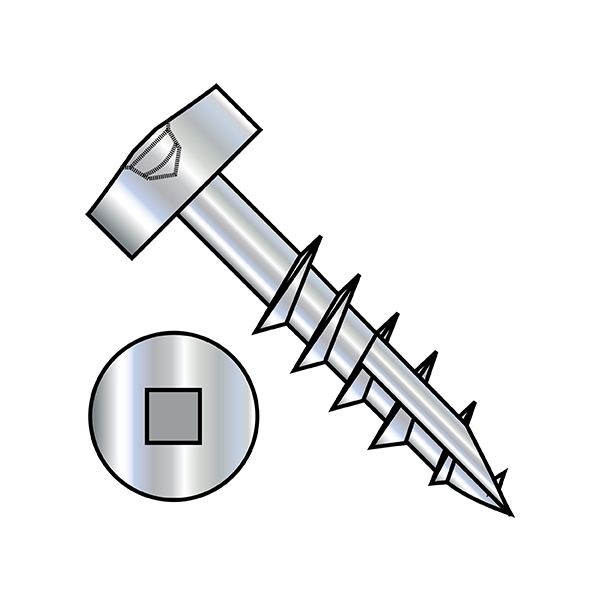 Zoro Select Wood Screw, #7, 1-1/4 in, Zinc Plated Steel Pan Head Square Drive, 8000 PK 0720DFQM17 - main