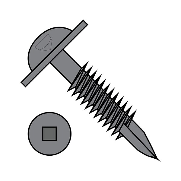 Zoro Select Wood Screw, #7, 1-1/4 in, Plain Stainless Steel Flange Round Head Square Drive, 8000 PK 07F20DFQRW7P - main