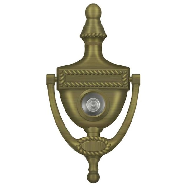 Deltana Door Knocker-Viewer, Victorian Rope Antique Brass DKV6RU5 - main