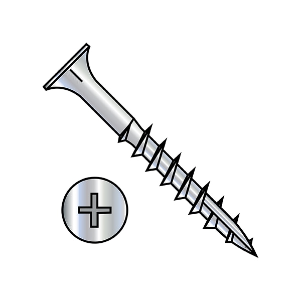 Zoro Select Wood Screw, #10, 4 in, Zinc Plated Carbon Steel Flat Head Phillips Drive, 500 PK 1064DPF17 - main