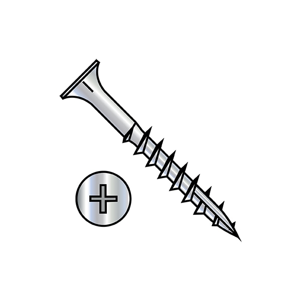 Zoro Select Wood Screw, #6, 1 in, Zinc Plated Carbon Steel