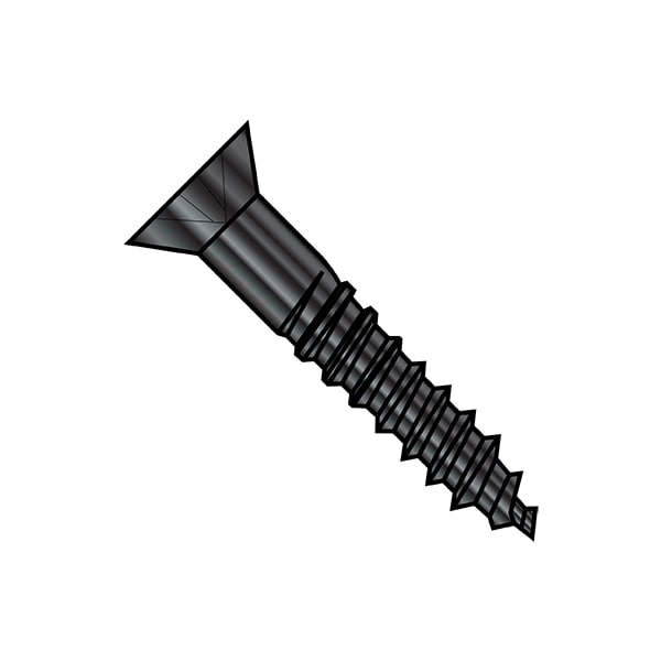 Zoro Select Wood Screw, #12, 1-1/2 in, Black Oxide Steel