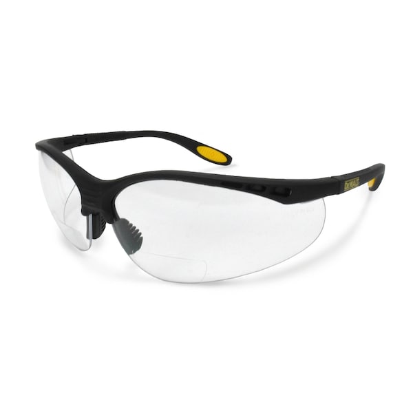 Dewalt Reader Safety Glasses, Black Wraparound Frame, 2.0 Diopter, Clear Lens, Anti-Scratch Coating DPG59-120D - main