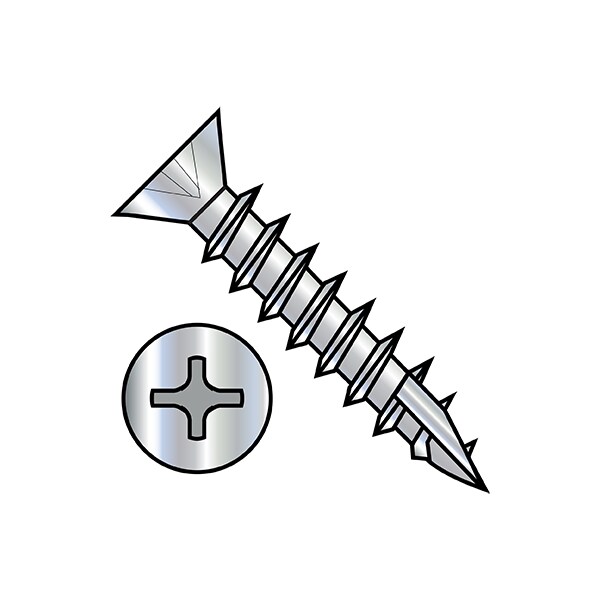 Zoro Select Wood Screw, #6, 5/8 in, Zinc Plated Steel Flat Head Phillips Drive, 10000 PK 0610DPLF17D - main