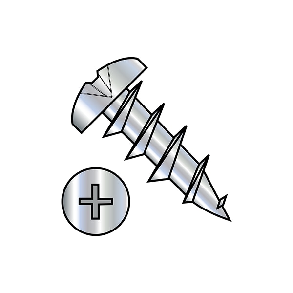 Zoro Select Wood Screw, #6, 7/16 in, Zinc Plated Steel Pan Head Phillips Drive, 10000 PK 0607DPLPD - main