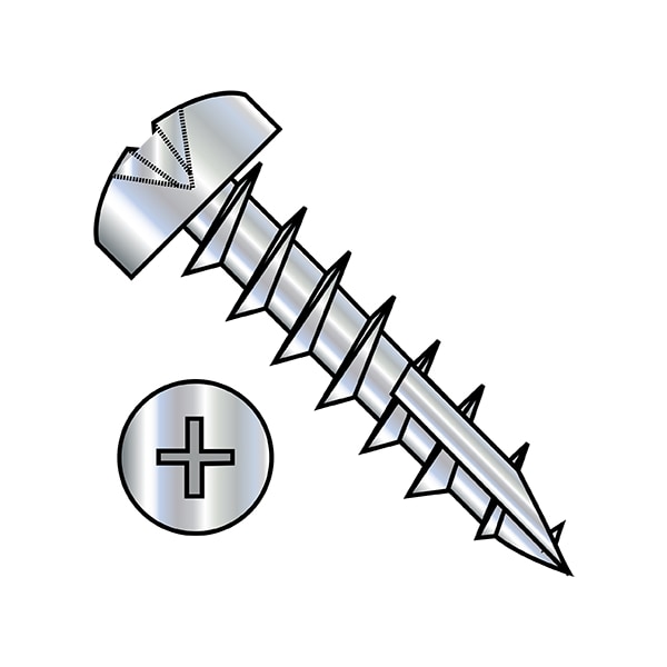 Zoro Select Wood Screw, #8, 3/4 in, Zinc Plated Steel Pan Head Phillips Drive, 6000 PK 0812DPP17 - main