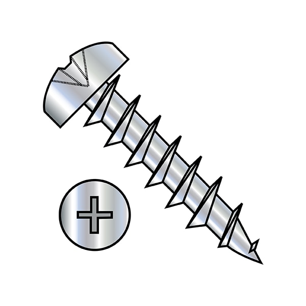 Zoro Select Wood Screw, #10, 3/4 in, Nickel Steel Pan Head Phillips Drive, 6000 PK 1012DPPDN - main