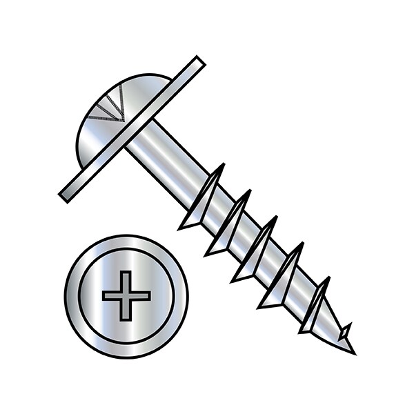 Zoro Select Wood Screw, #8, 1-1/8 in, Zinc Plated Steel Round Head Phillips Drive, 5000 PK 0818DPRWD10 - main
