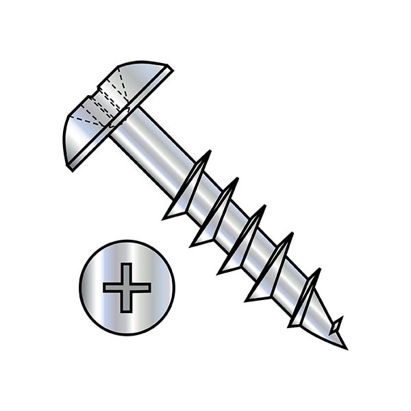 Zoro Select Wood Screw, #8, 1-1/4 in, Zinc Plated Steel Truss Head Phillips Drive, 5000 PK 0820DPTD - main
