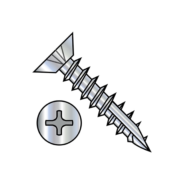 Zoro Select Wood Screw, #6, 5/8 in, Zinc Plated Carbon Steel Flat Head Phillips Drive, 10000 PK 0610DPU17D - main