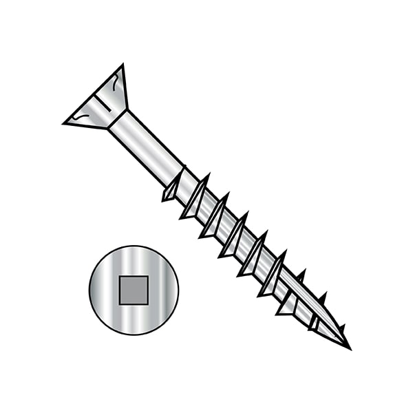 Zoro Select Deck Screw, #8 x 2 in, Stainless Steel, Flat Head, Square Drive, 2000 PK 0832DQF17188 - main