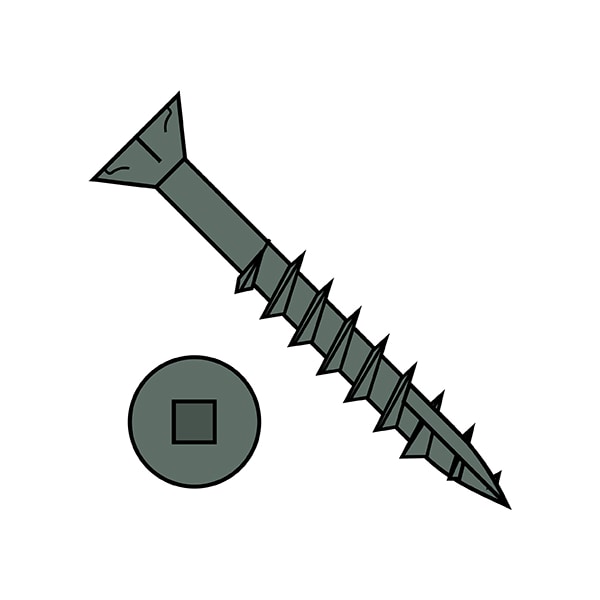 Zoro Select Deck Screw, #8 x 2-1/2 in, Steel, Flat Head, Square Drive, 7000 PK 0820DQF17CGR - main