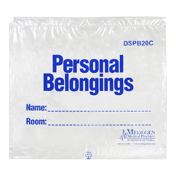 Medegen Medical Products Patient Blngng Bag, 20x18x3", Clr/Bl, PK250 DSPB20C - main