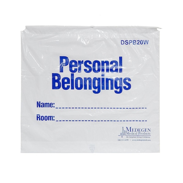 Medegen Medical Products Patient Blngng Bag, 20x18x3", Wht/Bl, PK250 DSPB20W - main