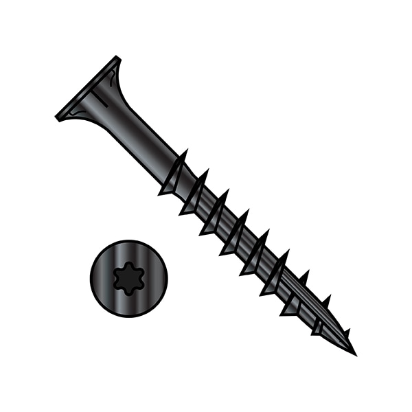 Zoro Select Wood Screw, #9, 2-1/2 in, Black Oxide Steel Flat Head Torx Drive, 2200 PK 0940DTF17B - main