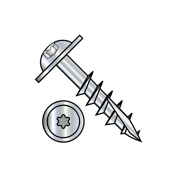 Zoro Select Wood Screw, #10, 3 in, Zinc Plated Steel Round Head Torx Drive, 1500 PK 1048DTRW17L - main