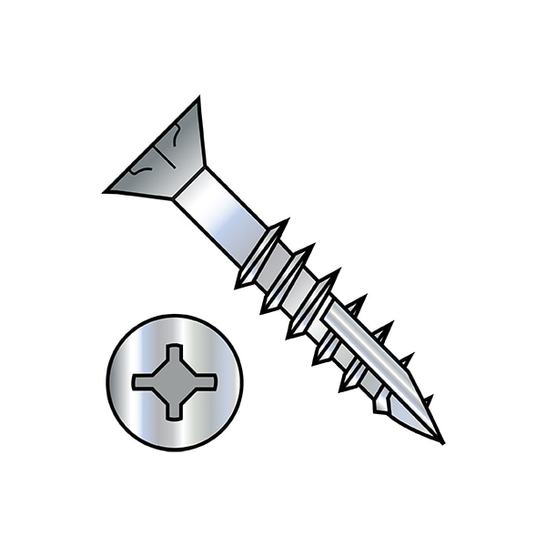 Zoro Select Wood Screw, #6, 2 in, Zinc Plated Steel Flat Head Square Drive, 3000 PK 0632DXF17D - main