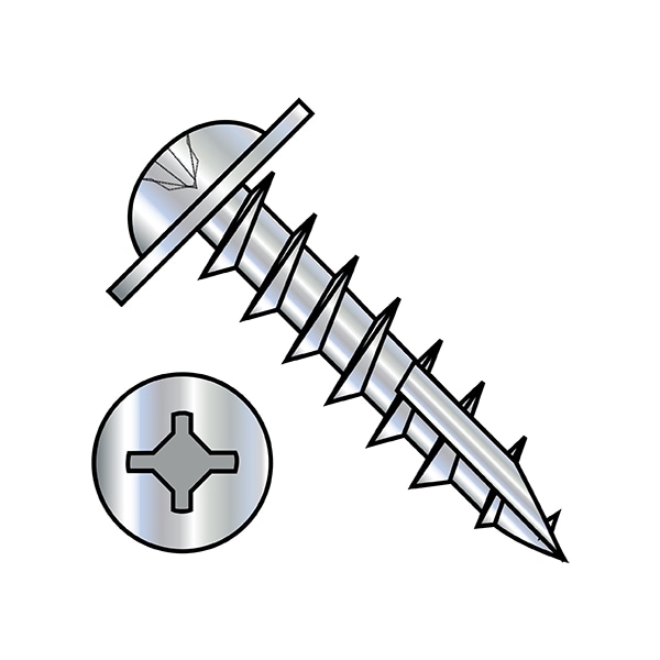 Zoro Select Wood Screw, #8, 1 in, Zinc Plated Stainless Steel Round Head Square Drive, 4000 PK 0816DXRW17 - main