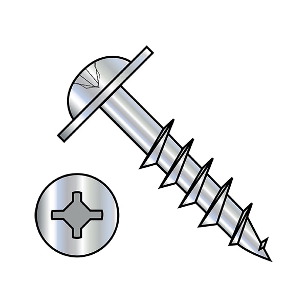 Zoro Select Wood Screw, #8, 2-1/4 in, Zinc Plated Steel Round Head Phillips Drive, 1500 PK 0836DXRWD - main