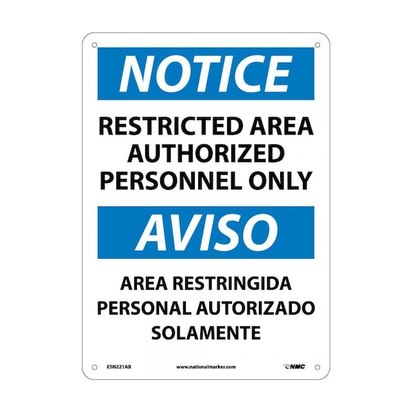 Nmc Notice Restricted Area Sign - Bilingual, ESN221AB ESN221AB - main