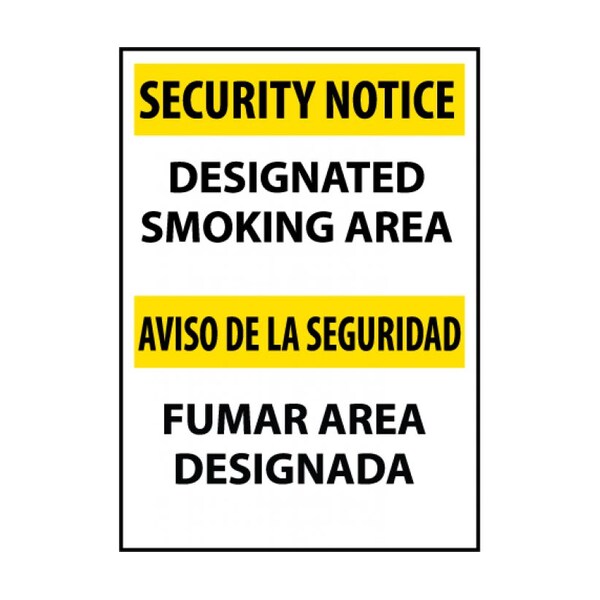 Nmc Security Notice Designated Smoking Area Sign - Bilingual, ESSN102AB ESSN102AB - main