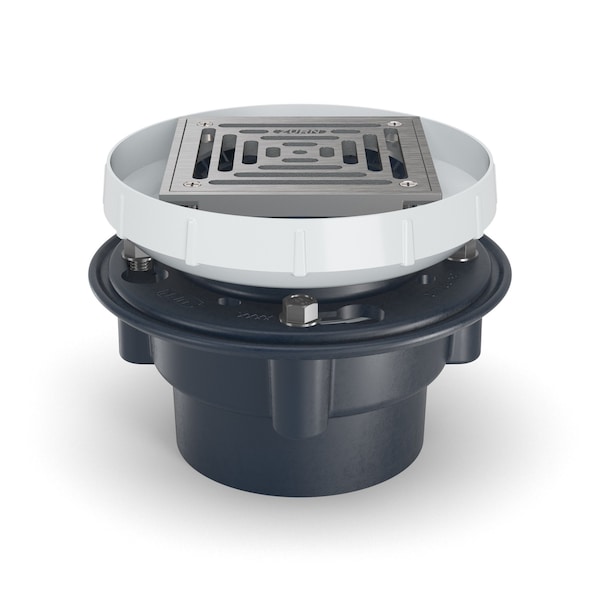 Zurn ABS, Strainer: Square, Floor Drain with Clamping Collar EZ1-PV4-ST-SS - main