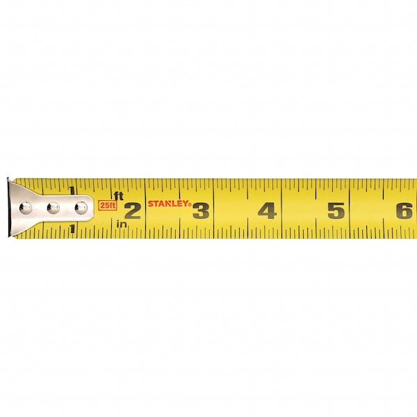 Stanley 25 ft Tape Measure, 1 in Blade, Stud Markings, True-Zero